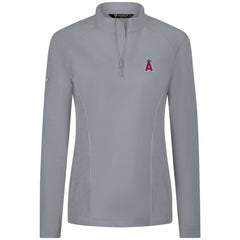 Los Angeles Angels Levelwear Women's Upright Insignia 2.0 Quarter-Zip Tri-Blend Top Gray