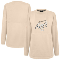 Cincinnati Reds Levelwear Women's Oversized Beaudry Sizzle Top Khaki