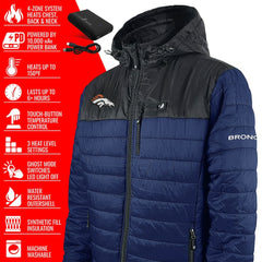 Denver Broncos ActionHeat 5V Battery Heated Colorblock Full-Zip Puffer Jacket - Black/Navy outlet
