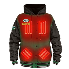 Green Bay Packers ActionHeat 5V Battery Heated Full-Snap Varsity Jacket - Green/Black outlet
