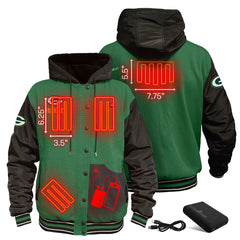 Green Bay Packers ActionHeat 5V Battery Heated Full-Snap Varsity Jacket - Green/Black outlet