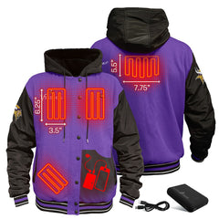 Minnesota Vikings ActionHeat 5V Battery Heated Full-Snap Varsity Jacket - Purple/Black for sale
