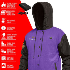 Minnesota Vikings ActionHeat 5V Battery Heated Full-Snap Varsity Jacket - Purple/Black for sale
