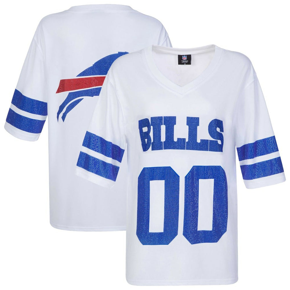 Buffalo Bills Cuce Women's Rhinestone V-Neck Tunic - White cheap