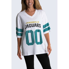 Jacksonville Jaguars Cuce Women's Rhinestone V-Neck Tunic - White sale