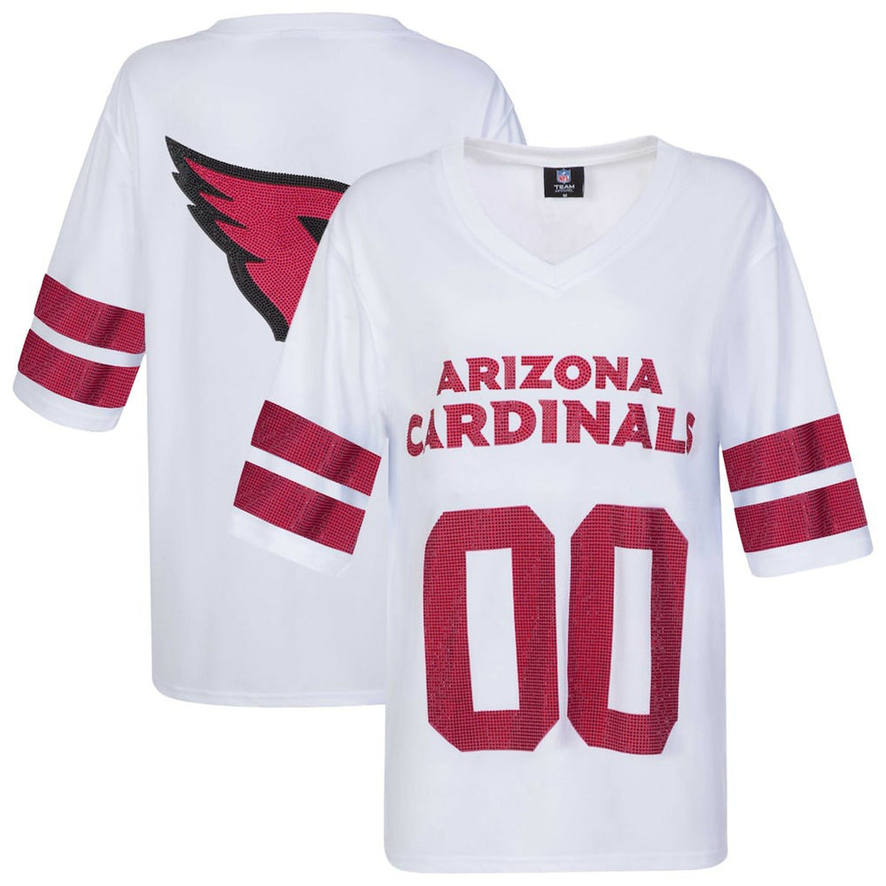 Arizona Cardinals Cuce Women's Rhinestone V-Neck Tunic - White discount