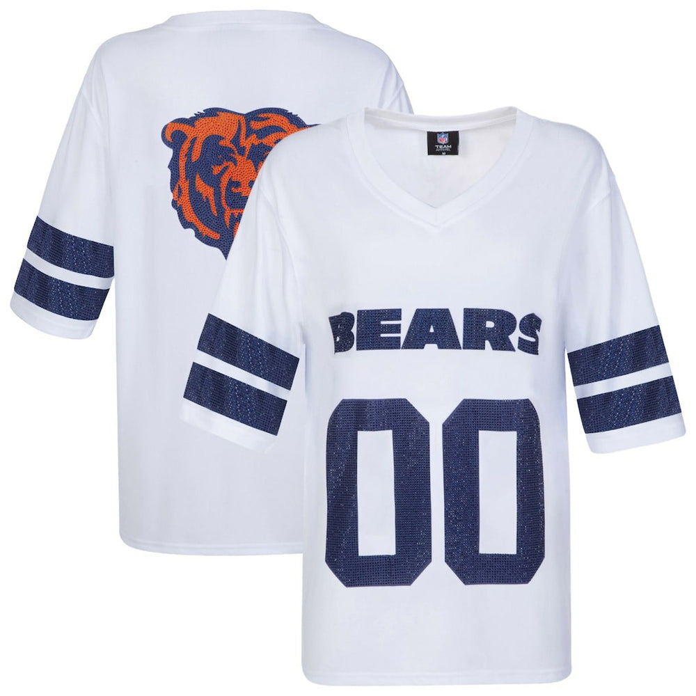 Chicago Bears Cuce Women's Rhinestone V-Neck Tunic - White discount