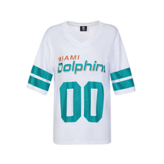 Miami Dolphins Cuce Women's Rhinestone V-Neck Tunic - White for sale