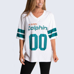 Miami Dolphins Cuce Women's Rhinestone V-Neck Tunic - White for sale