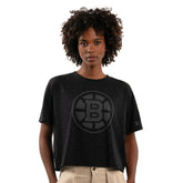 Boston Bruins Starter Women's Rhinestone Sprinkle Boxy Cropped T-Shirt - Black T-shirts