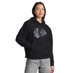 Chicago Blackhawks Starter Women's Rhinestone Relaxed Hoodie - Black Hoodies