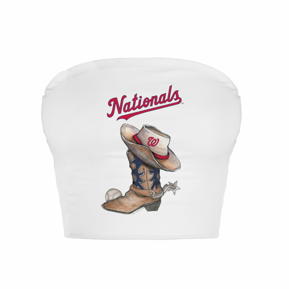Washington Nationals Tiny Turnip Women's Cowboy Boot Crop Tube Top White