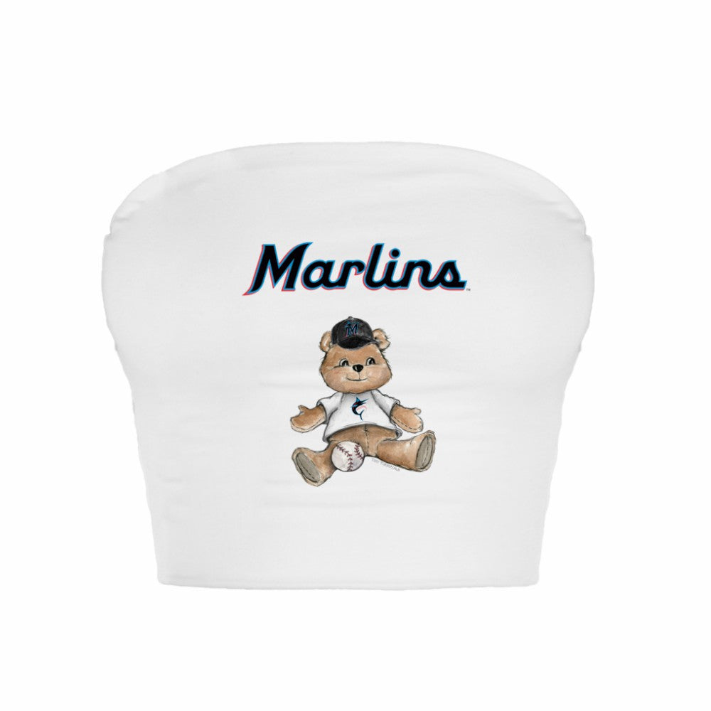 Miami Marlins Tiny Turnip Women's Teddy Bear Crop Tube Top White