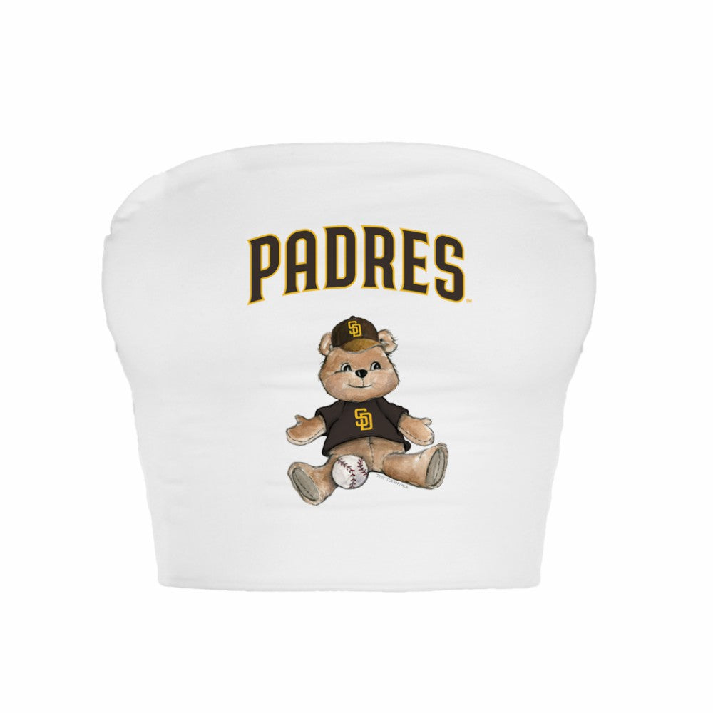 San Diego Padres Tiny Turnip Women's Teddy Bear Crop Tube Top White