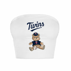 Minnesota Twins Tiny Turnip Women's Teddy Bear Crop Tube Top White