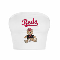 Cincinnati Reds Tiny Turnip Women's Teddy Bear Crop Tube Top White