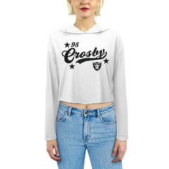 Maxx Crosby Las Vegas Raiders Majestic Threads Women's Glitter Wordmark Hoodie - White sale