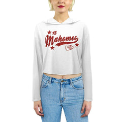 Patrick Mahomes Kansas City Chiefs Majestic Threads Women's Glitter Wordmark Hoodie - White on sale