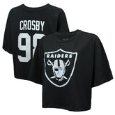 Maxx Crosby Las Vegas Raiders Majestic Threads Women's Swarovski Crystals Boxy Cropped Name & Number T-Shirt - Black on sale