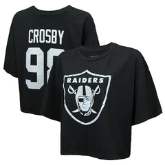 Maxx Crosby Las Vegas Raiders Majestic Threads Women's Swarovski Crystals Boxy Cropped Name & Number T-Shirt - Black on sale