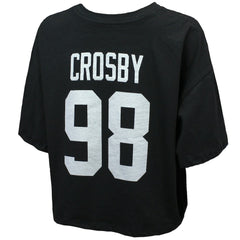 Maxx Crosby Las Vegas Raiders Majestic Threads Women's Swarovski Crystals Boxy Cropped Name & Number T-Shirt - Black on sale