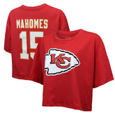 Patrick Mahomes Kansas City Chiefs Majestic Threads Women's Swarovski Crystals Boxy Cropped Name & Number T-Shirt - Red online