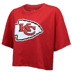 Patrick Mahomes Kansas City Chiefs Majestic Threads Women's Swarovski Crystals Boxy Cropped Name & Number T-Shirt - Red online
