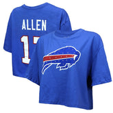 Josh Allen Buffalo Bills Majestic Threads Women's Swarovski Crystals Boxy Cropped Name & Number T-Shirt - Royal outlet