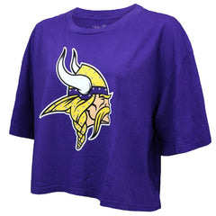 Justin Jefferson Minnesota Vikings Majestic Threads Women's Swarovski Crystals Boxy Cropped Name & Number T-Shirt - Purple online