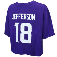 Justin Jefferson Minnesota Vikings Majestic Threads Women's Swarovski Crystals Boxy Cropped Name & Number T-Shirt - Purple online