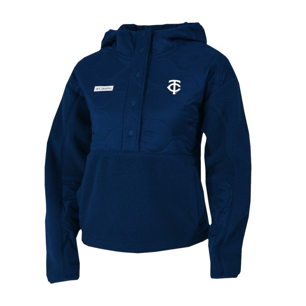 Minnesota Twins Women's Cloud Point Hooded Fleece Half-Snap Pullover Jacket Navy