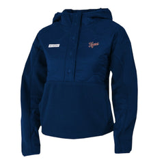 Detroit Tigers Women's Cloud Point Hooded Fleece Half-Snap Pullover Jacket Navy