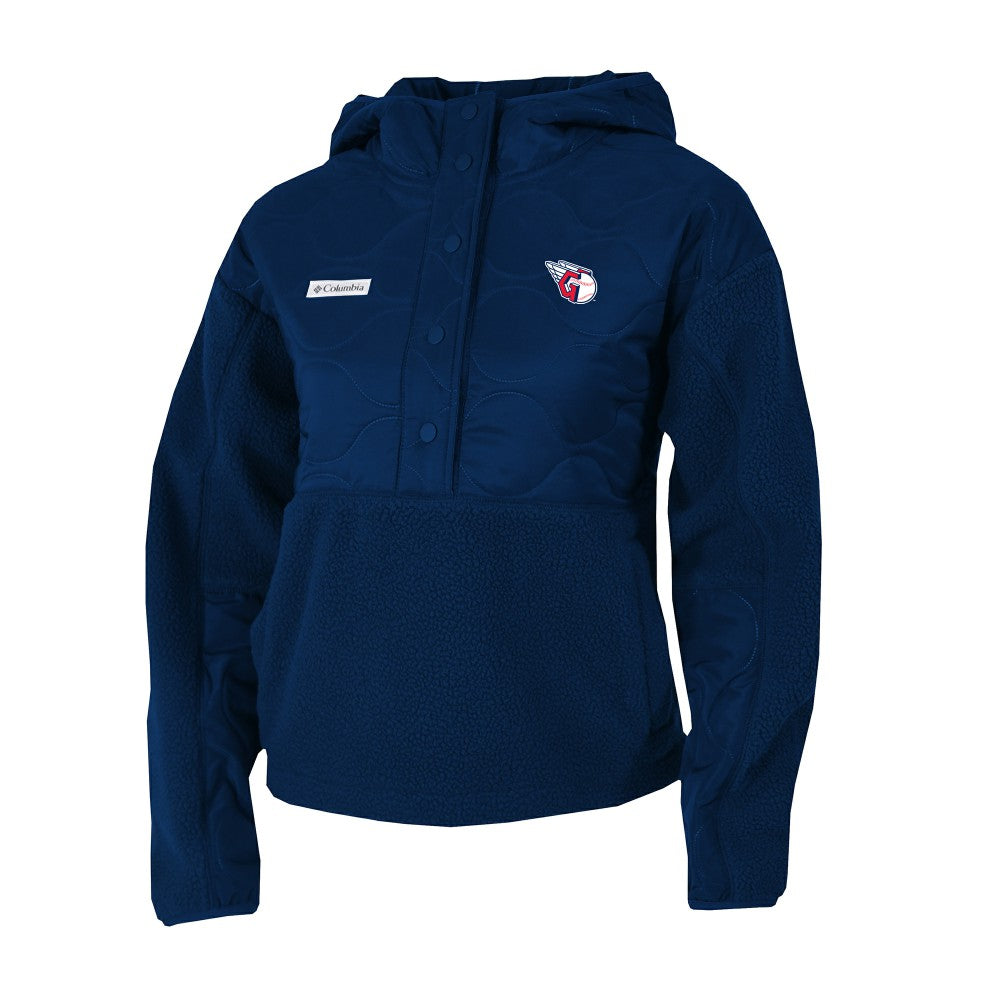 Cleveland Guardians Women's Cloud Point Hooded Fleece Half-Snap Pullover Jacket Navy