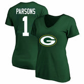 Micah Parsons Green Bay Packers Women's Plus Size Name & Number V-Neck T-Shirt - Green cheap