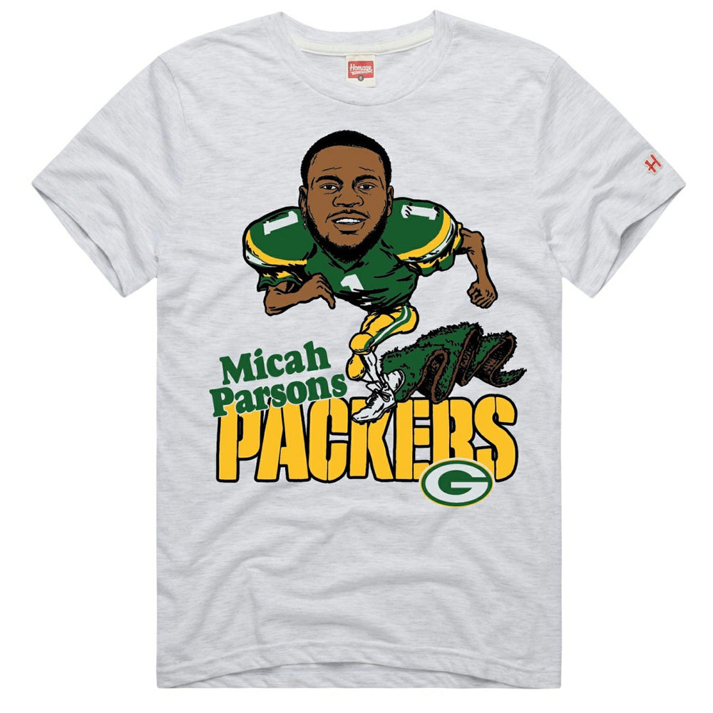 Micah Parsons Green Bay Packers Homage Unisex Caricature Player Graphic Tri-Blend T-Shirt - Ash on sale
