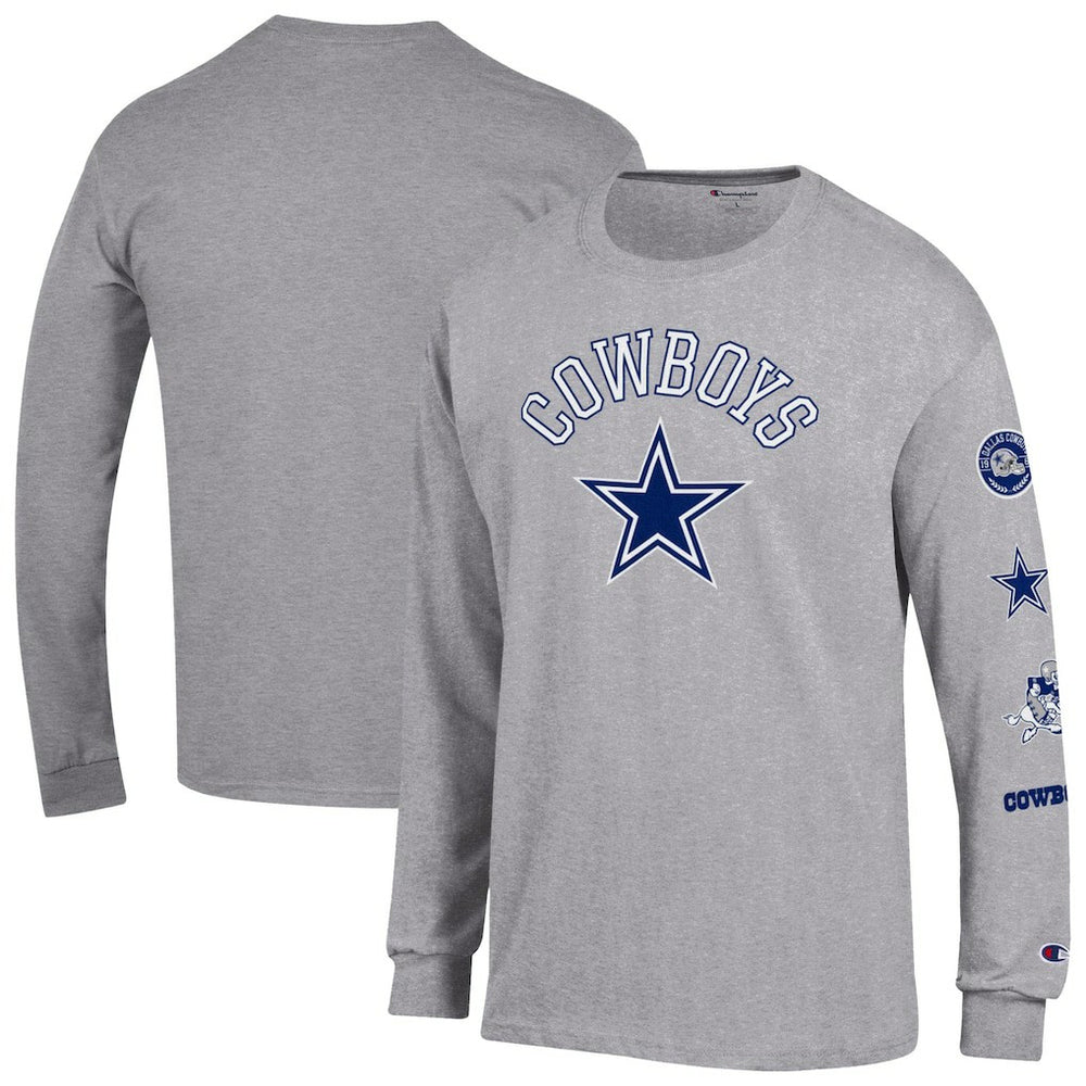 Dallas Cowboys Champion Seal Long Sleeve T-Shirt - Heather Gray sale