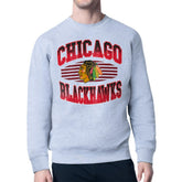 Chicago Blackhawks Starter Team Grit Graphic Fleece Pullover Sweatshirt - Gray Sweatshirts