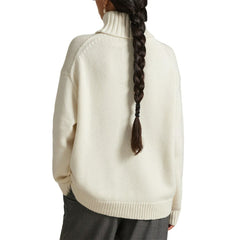 Yankees Polo Ralph Lauren Women's Wool-Blend Turtleneck Sweater Cream