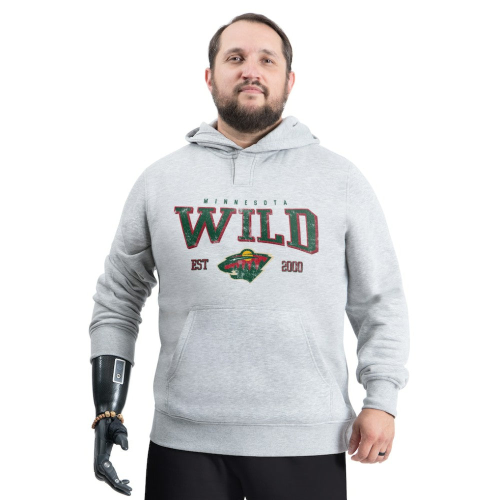 Minnesota Wild G-III Sports by Carl Banks Adaptive Classic Team Spirit Fleece Hoodie - Gray Hoodies