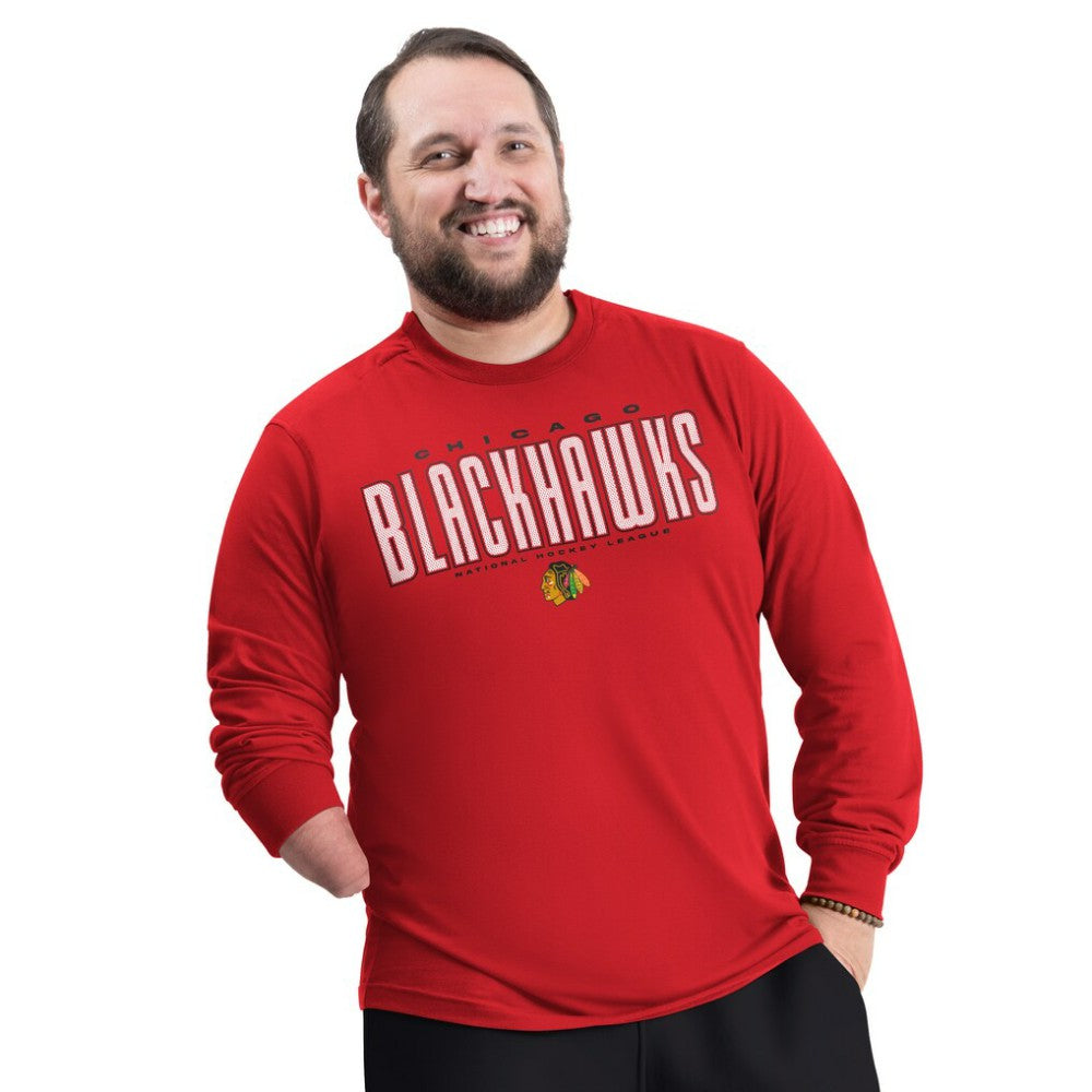 Chicago Blackhawks G-III Sports by Carl Banks Adaptive Mesh Effect Long Sleeve T-Shirt - Red T-shirts