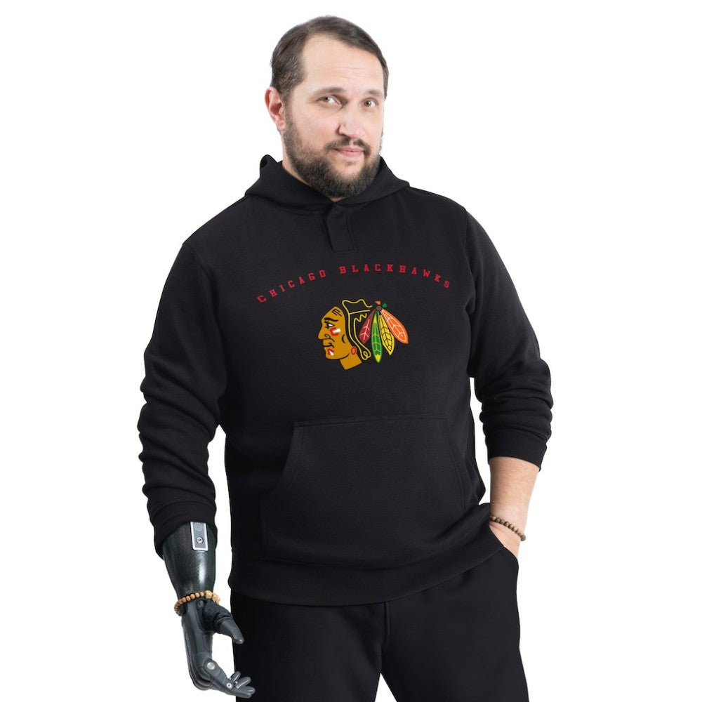 Chicago Blackhawks G-III Sports by Carl Banks Adaptive Classic Team Arc Fleece Hoodie - Black Hoodies