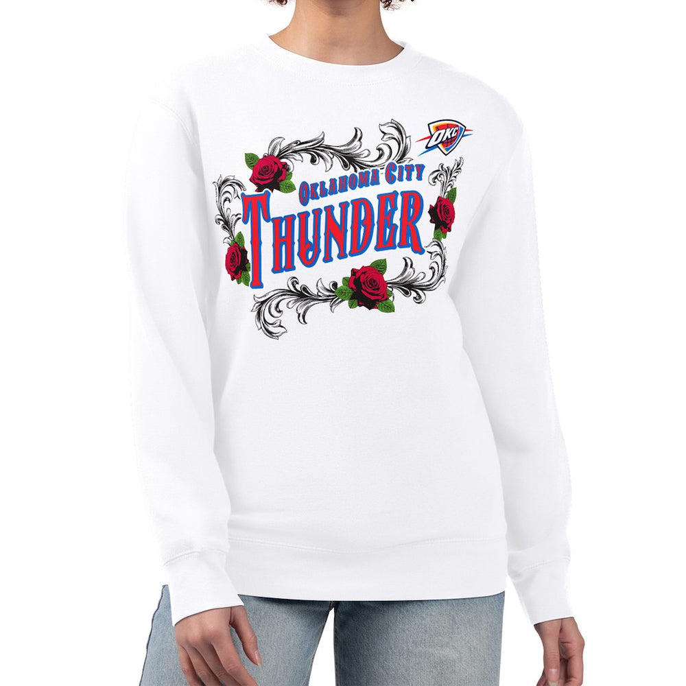 Oklahoma City Thunder G-III 4Her by Carl Banks Women's Roses Fleece Tri-Blend Sweatshirt - White cheap