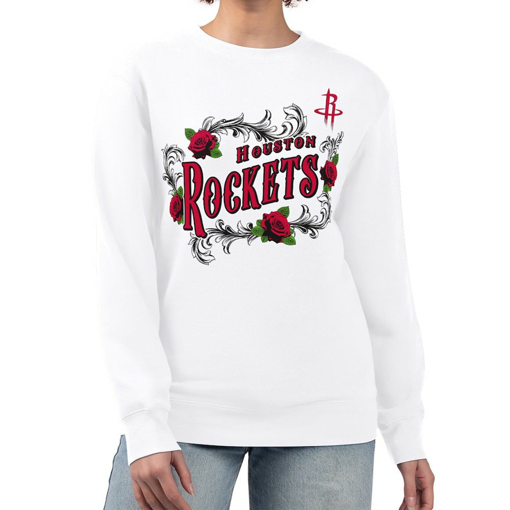 Houston Rockets G-III 4Her by Carl Banks Women's Roses Fleece Tri-Blend Sweatshirt sale - White cheap