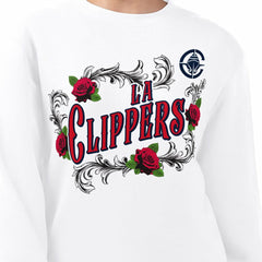 LA Clippers G-III 4Her by Carl Banks Women's Roses Fleece Tri-Blend Sweatshirt - White for sale