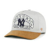 New York Yankees Cooperstown Break Wood Suede Hitch Adjustable Hat Gray/Brown