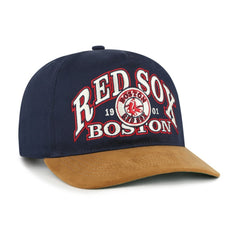 Boston Red Sox Cooperstown Break Wood Suede Hitch Adjustable Hat Navy/Brown