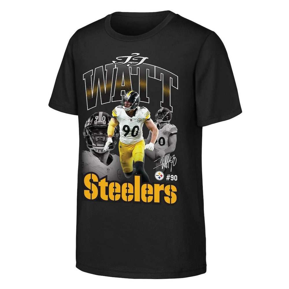 T.J. Watt Pittsburgh Steelers Outerstuff Youth Triple Pic T-Shirt - Black online