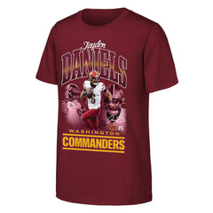 Jayden Daniels Washington Commanders Outerstuff Youth Triple Pic T-Shirt - Burgundy outlet