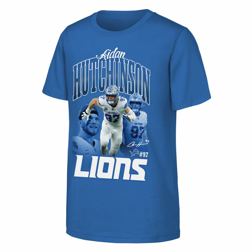 Aidan Hutchinson Detroit Lions Outerstuff Youth Triple Pic T-Shirt - Blue discount