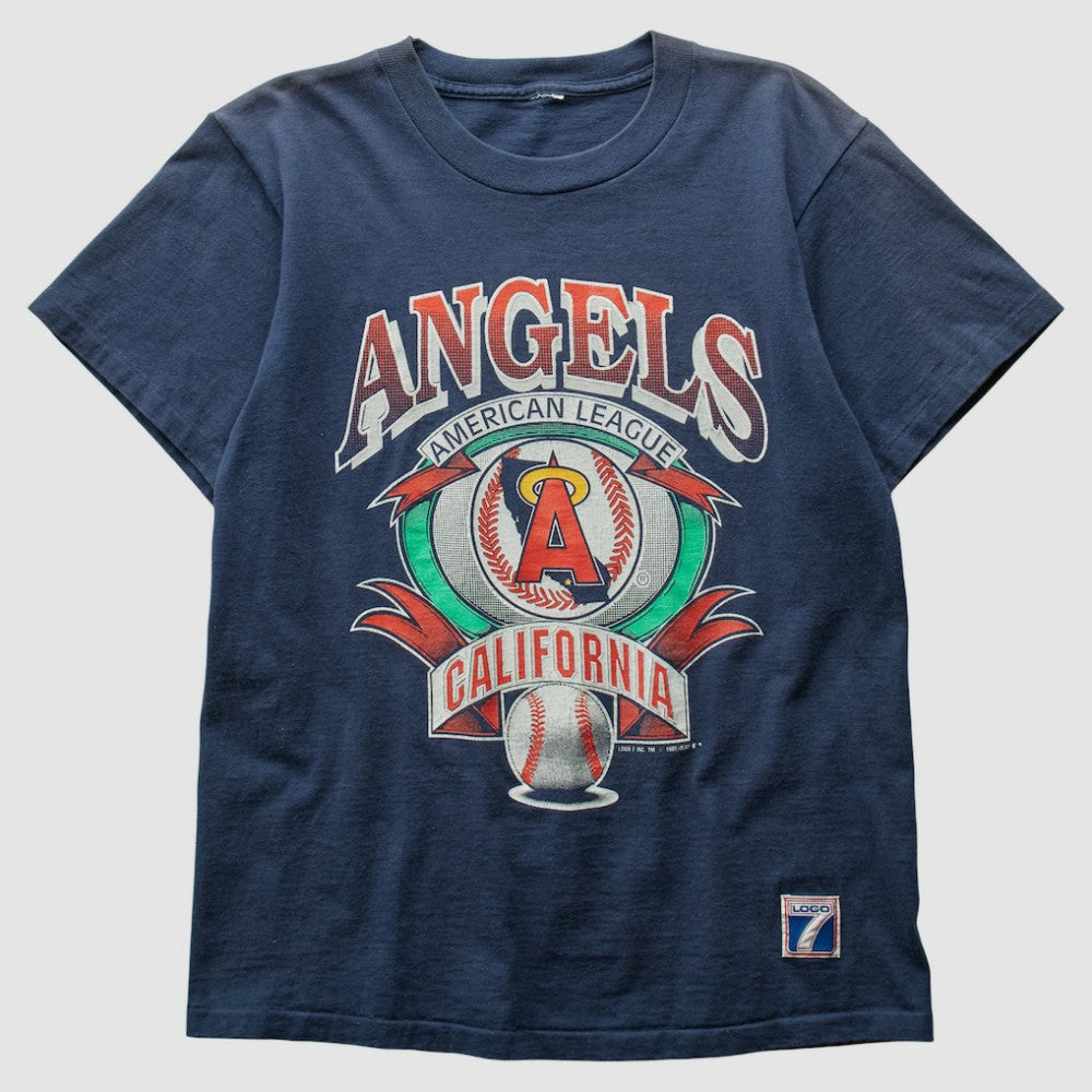 Los Angeles Angels Logo 7 1992 T-Shirt Navy Vintage